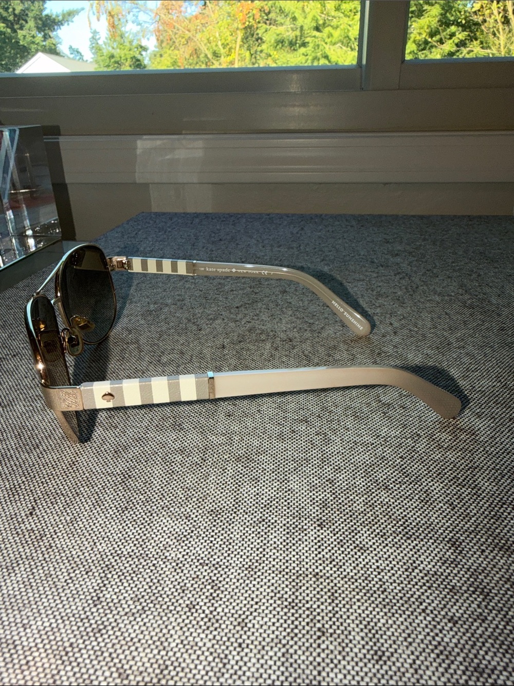 kate spade Gold Metal Aviator Sunglasses with Brown Gradient Lenses - Picture 3 of 3